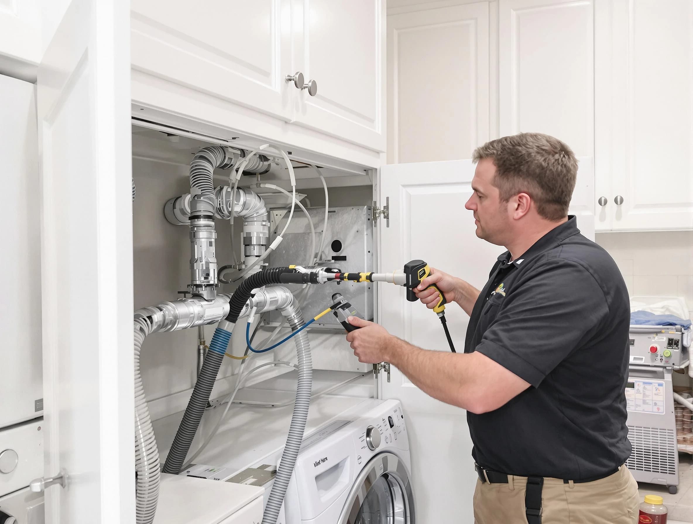 Evergreen Dryer Vent Cleaning professional removing severe blockage from a clogged dryer vent in Evergreen