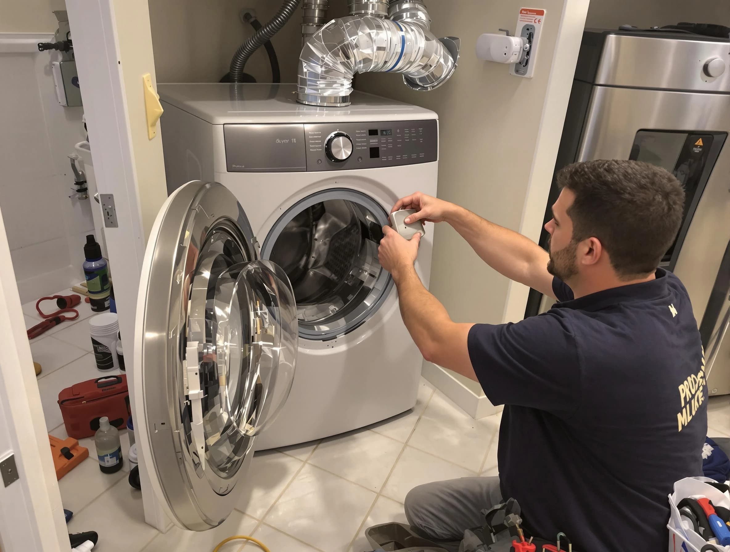 Evergreen Dryer Vent Cleaning technician performing precise dryer vent hose installation in Evergreen
