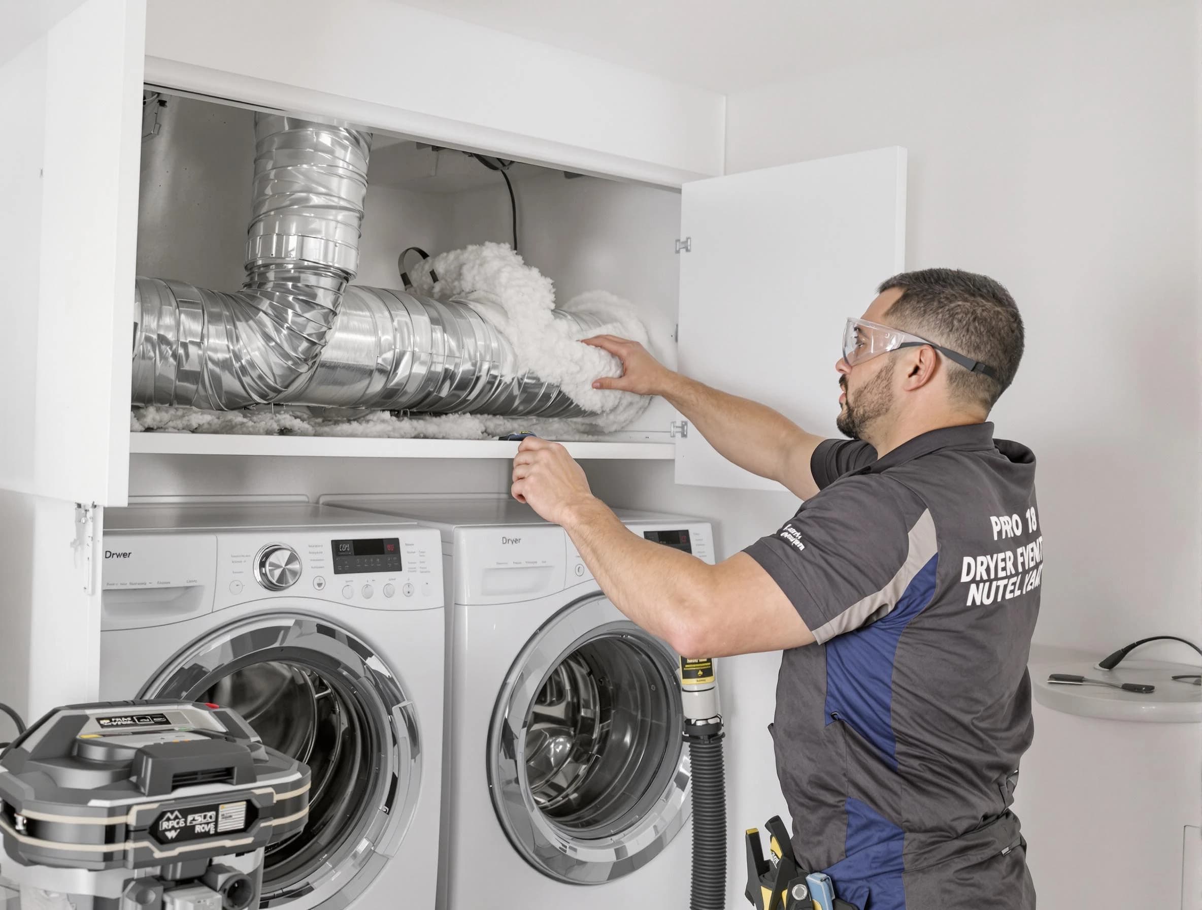 Evergreen Dryer Vent Cleaning certified technician performing specialized gas dryer vent cleaning in Evergreen