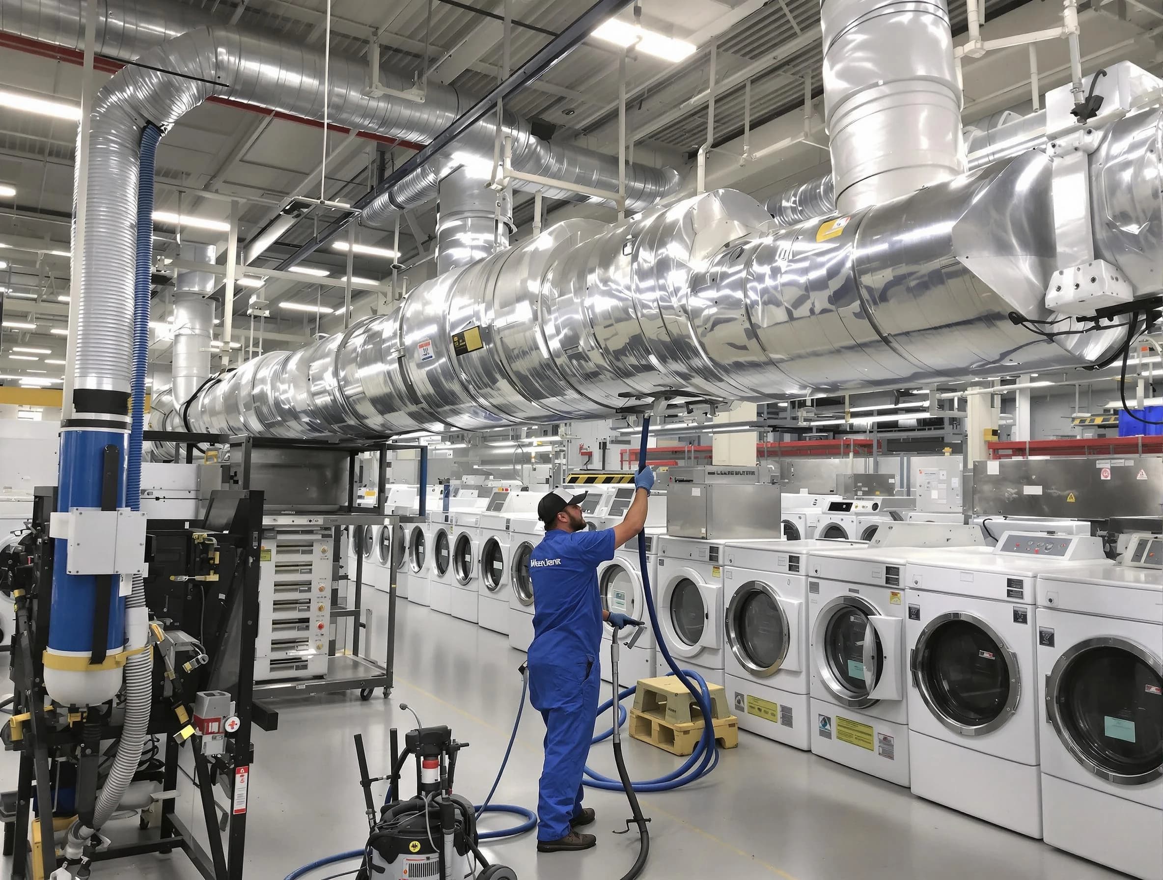 Evergreen Dryer Vent Cleaning team performing heavy-duty industrial dryer vent cleaning in Evergreen